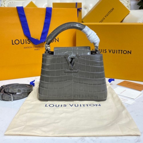 Чанта Louis Vuitton CAPUCINES MINI от крокодилска кожа M81190 в тъмносив цвят