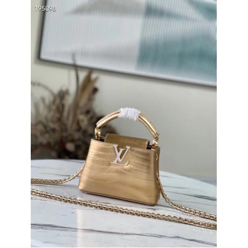 Чанта Louis Vuitton CAPUCINES MINI от крокодилска кожа M81190 златиста