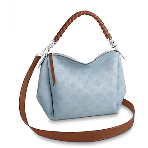 Оригинална кожена чанта Louis Vuitton Mahina BABYLONE CHAIN BB M53153 BLEU HORIZON PUMPKIN