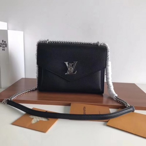 Louis Vuitton Оригинална кожена вечерна чанта Clutch Love Note MYLOCKME BB M51418 черна