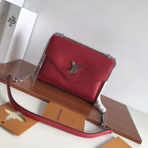 Louis Vuitton Оригинална кожена вечерна чанта Clutch Love Note MYLOCKME BB M51418 червена