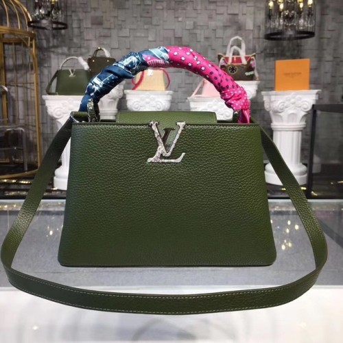 Оригинална чанта Louis Vuitton CAPUCINES PM M94587 зелена