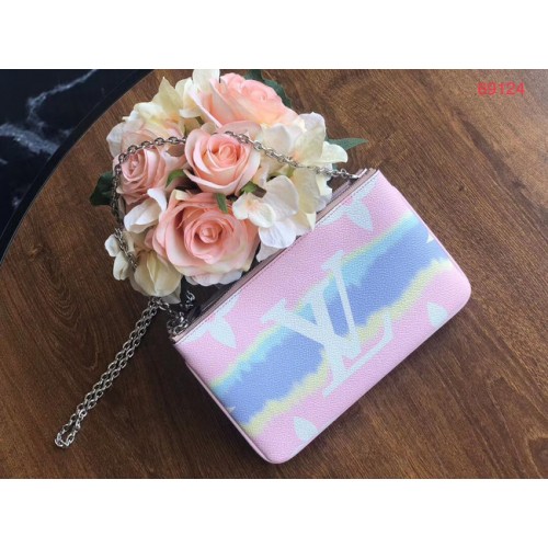 Louis vuitton оригинална чанта клъч ESCALE POCHETTE DOUBLE ZIP M69124 розова