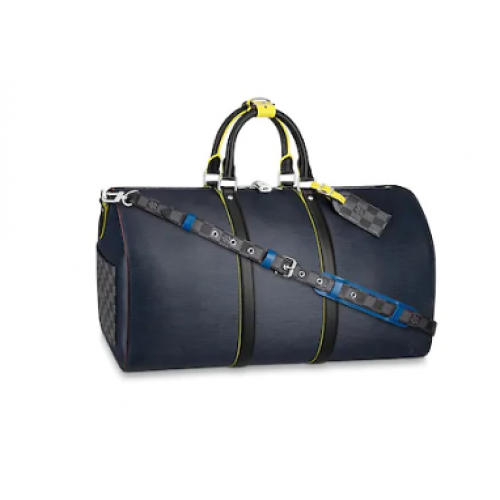 Louis Vuitton оригинална чанта KEEPALL BANDOULIERE 50 M55149 синя