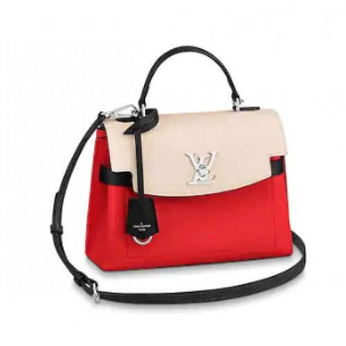 Оригинална чанта Louis Vuitton LOCKME EVER BB M53937 Kabuki Red&Quartz White&Black