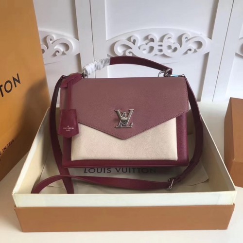 Оригинална чанта Louis Vuitton MY LOCKME M54849 розово-бяла