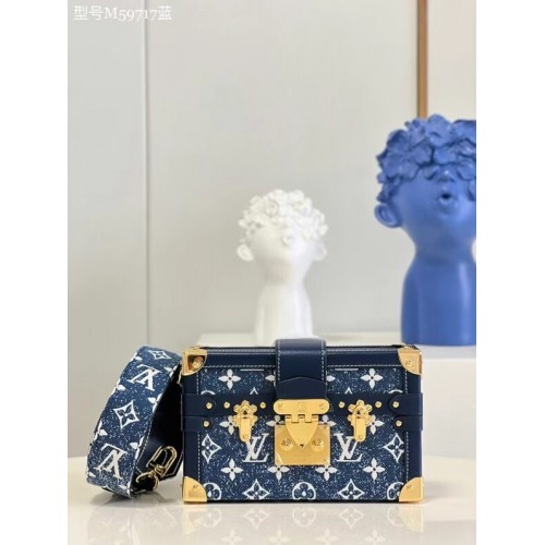 Оригинална чанта Louis Vuitton PETITE MALLE M59717 синя
