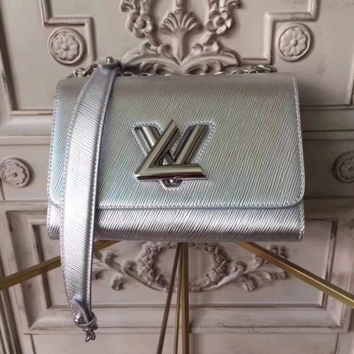 Louis Vuitton оригинална епи кожа TWIST MM M50332 сребриста