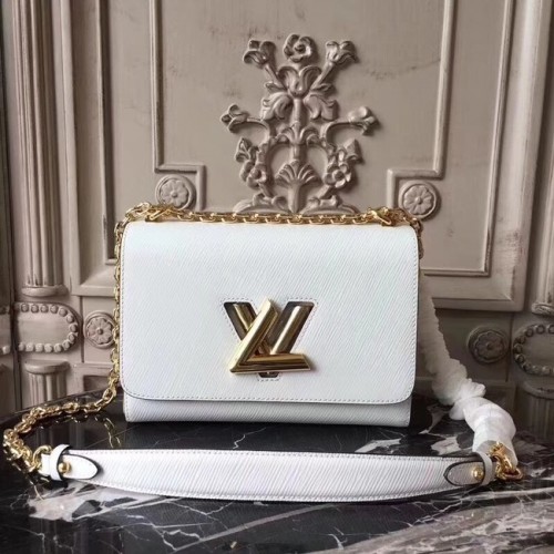 Louis Vuitton оригинална епи кожа TWIST MM M50332 бяла