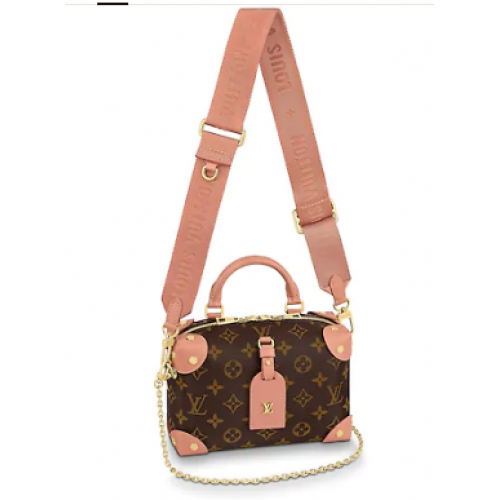 Оригинална кожена чанта Louis Vuitton PETITE MALLE SOUPLE M45531 Праскова