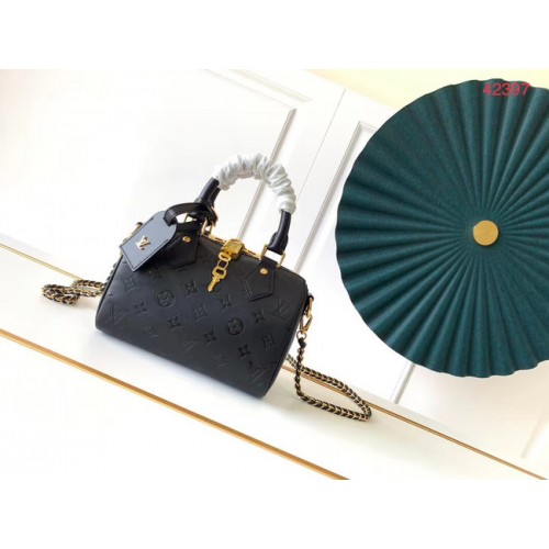 Louis Vuitton оригинална кожена чанта SPEEDY 20 Monogram Empreinte mini m42397 черна