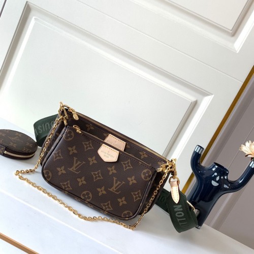 Оригинална платнена чанта Louis vuitton с монограм през рамо MULTI-POCHETTE ACCESSOIRES M44813 Зелена