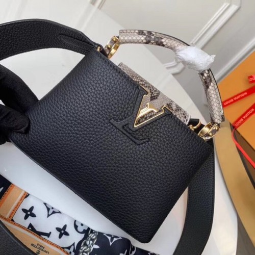 Louis Vuitton оригинални кожени чанти Taurillon Capucines Mini N95509 черни