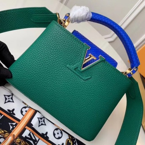 Louis vuitton оригинална taurillon кожа Capucines Mini N95509 зелено