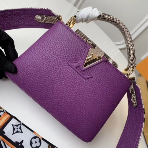 Louis vuitton оригинална taurillon кожа Capucines Mini N95509 лилаво