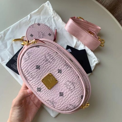 MCM Essential Visetos Многофункционална чанта през рамо от телешка кожа MCM96858 Розова