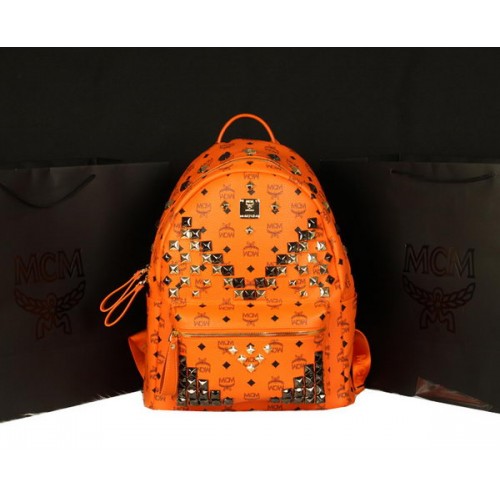 Раница MCM Stark Jumbo от телешка кожа 8100 Orange
