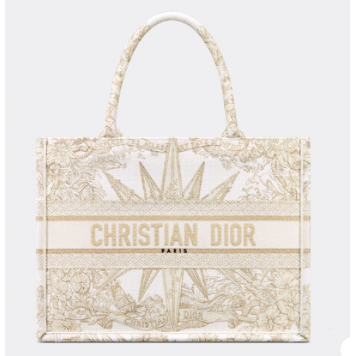 СРЕДНА ЧАНТА DIOR BOOK TOTE Dior Reve dInfini с бродерия и златист метален конец M1296Z