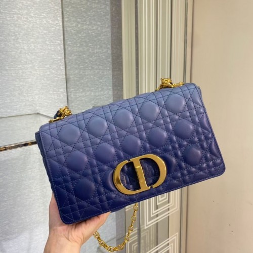 СРЕДНА ЧАНТА DIOR CARO Soft Cannage Calfskin C8618 синя