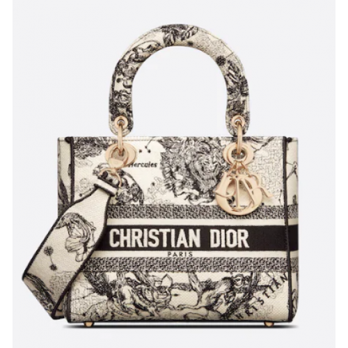 MEDIUM DIOR Latte Toile de Jouy Зодиак Бродерия M0565OR