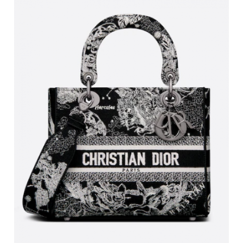 СРЕДНА ДАМСКА ЧАНТА D-LITE Черен Toile de Jouy с бродерия Zodiac M0565BRHZ