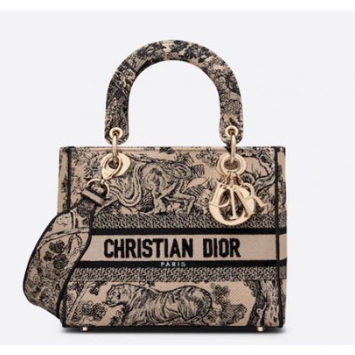 СРЕДНА ДАМСКА ЧАНТА D-LITE Кафява Toile de Jouy Бродерия M0565OTDT