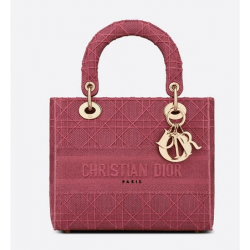 СРЕДНА ДАМСКА ЧАНТА D-LITE, С цвят на бродерия Mallow Rose, Cannage M0565OREY