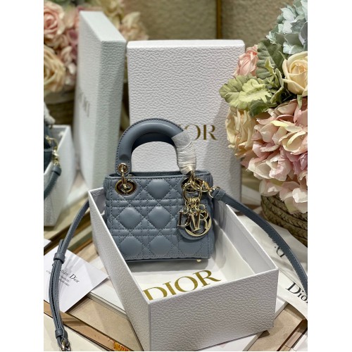 MICRO DIORAMOUR ДАМСКА ЧАНТА DIOR S08568 Сив златист метал