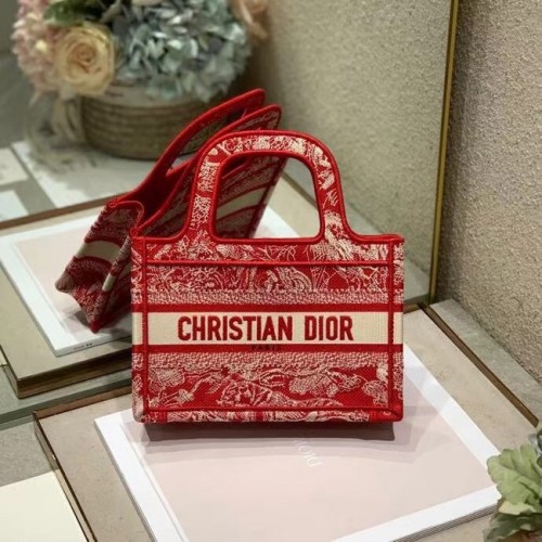 МИНИ ЧАНТА DIOR BOOK TOTE Бродиране S5475Z червена