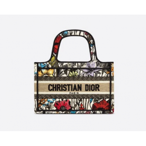 МИНИ ЧАНТА DIOR BOOK TOTE Многоцветна бродерия Mille Fleurs S5475Z