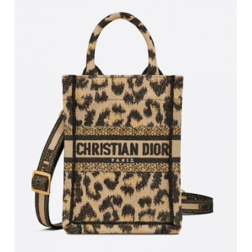 МИНИ ЧАНТА ЗА ТЕЛЕФОН DIOR, бежова, многоцветна, бродирана, Mizza, S5555CRHM