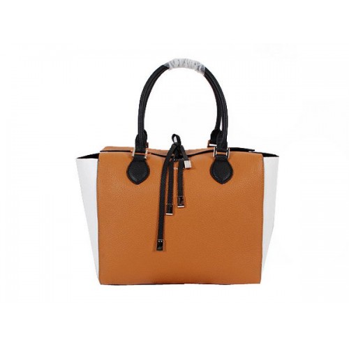 Michael Kors Голяма чанта Miranda Colorblock 8708 Wheat&White