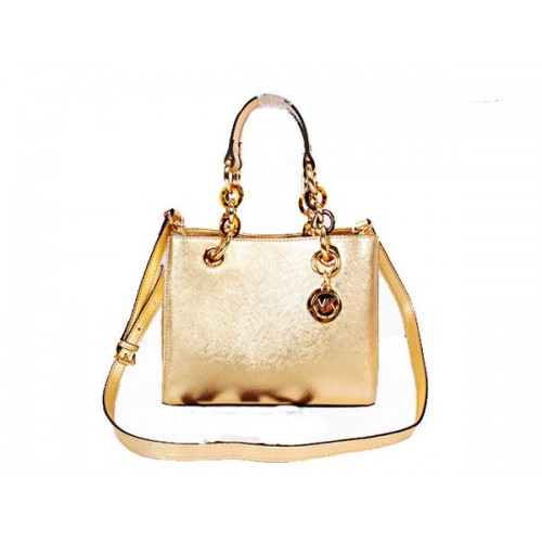 Чанта за пътуване Michael Kors Mini Jet Set от перлена кожа N8861 Gold