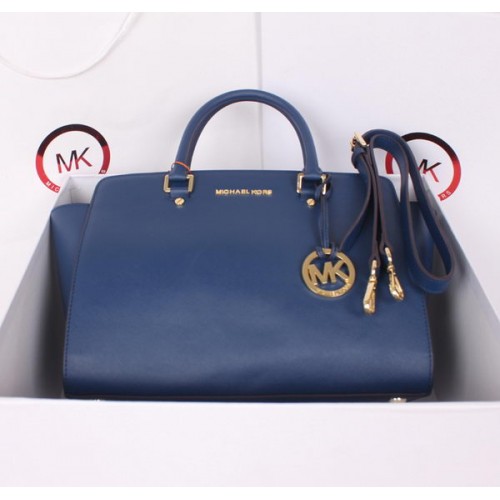 Чанта Michael Kors Selma с цип отгоре MK115 синя
