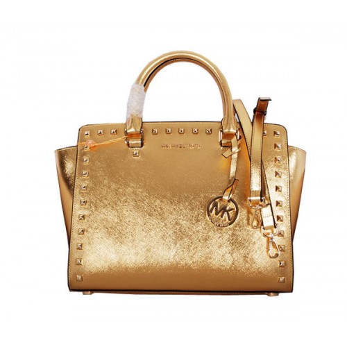 Чанта Michael Kors Selma с цип отгоре MK8710 златиста