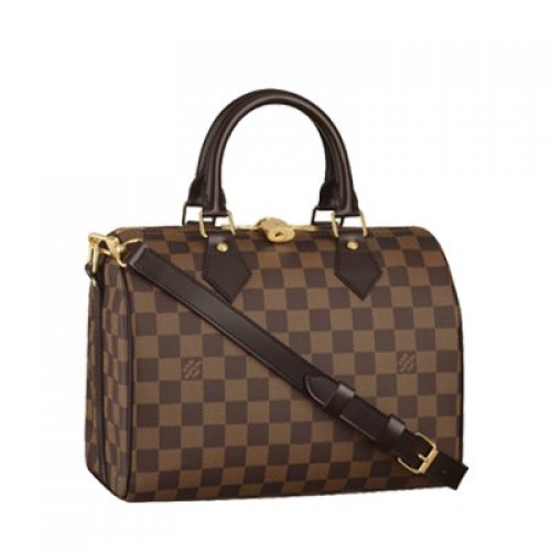 Louis Vuitton Damier Ebene Canvas Speedy 25 с презрамка за рамо N41181