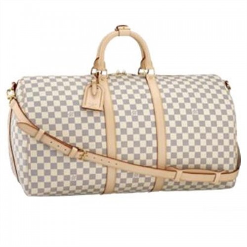 Чанта Louis Vuitton Damier Azur Canvas Keepall 55 презрамка за рамо N41429