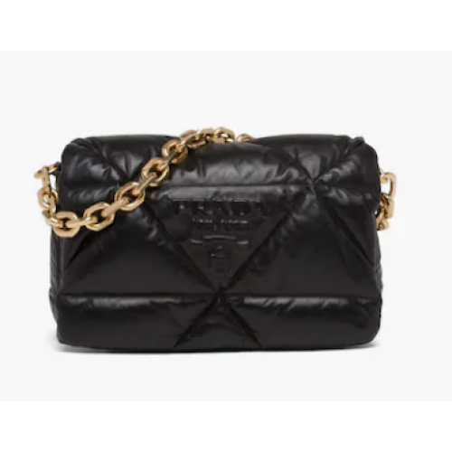 Подплатена чанта за през рамо от напа кожа 1BD306 черна