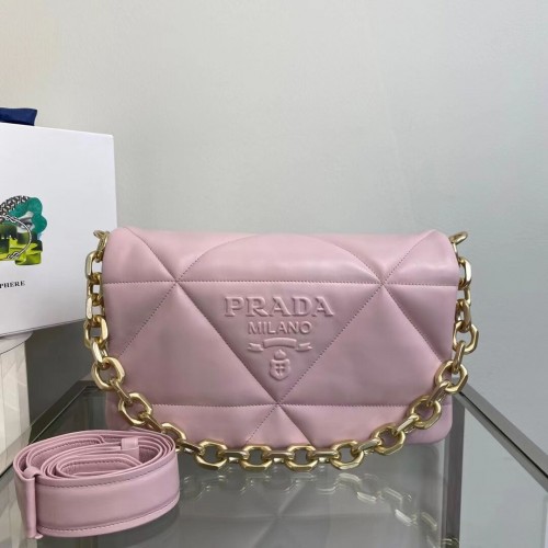 Чанта през рамо от кожа напа Prada 1BD306 розова