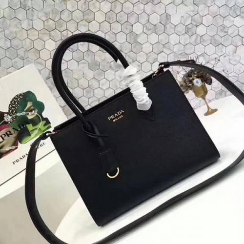 Чанта Prada Bibliotheque Medium Saffiano с горна дръжка 1BG088 черна