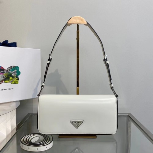 Чанта Prada от четкана кожа Prada Femme 1BD323 бяла