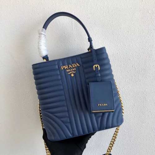 Чанта Prada Double Saffiano Original от телешка кожа 1BA212 синя