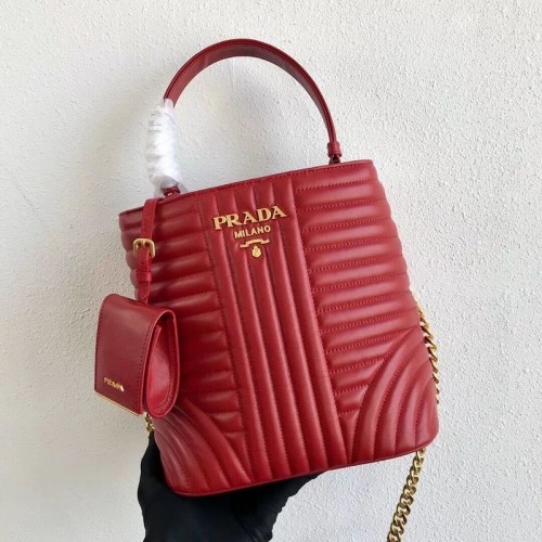 Чанта Prada Double Saffiano Original от телешка кожа 1BA212 червена