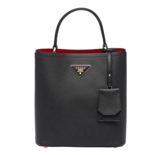 Кожена чанта Prada Double Saffiano 1BA212 черна