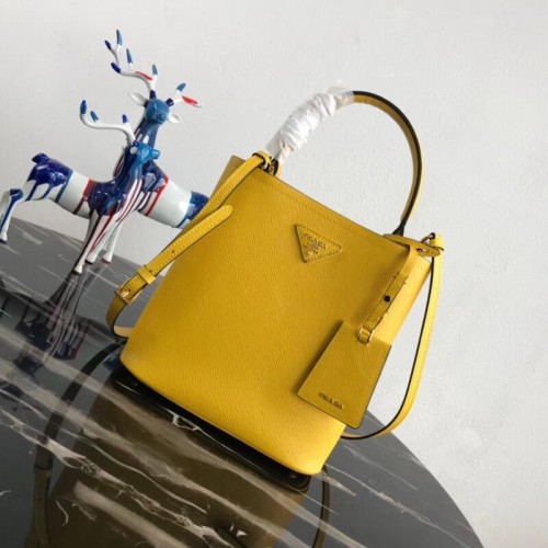 Кожена чанта Prada Double Saffiano 1BA212 лимон