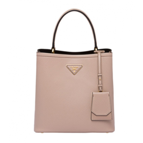 Кожена чанта Prada Double Saffiano 1BA212 розова