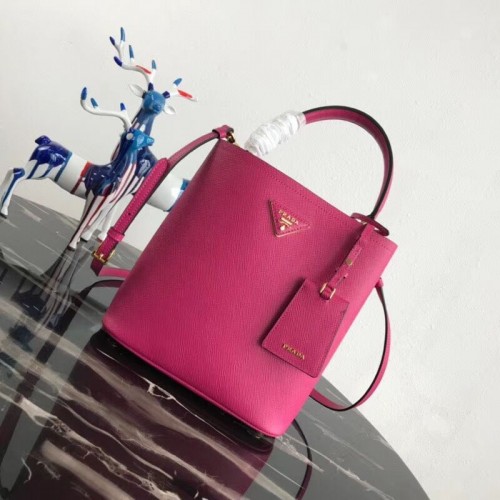 Кожена чанта Prada Double Saffiano 1BA212 розова