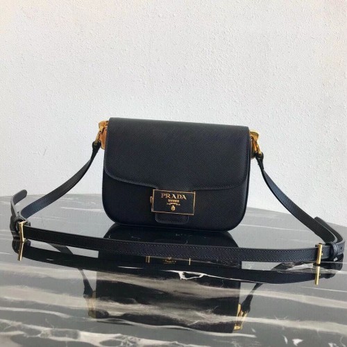 Кожена чанта Prada Embleme Saffiano 1BD217 черна