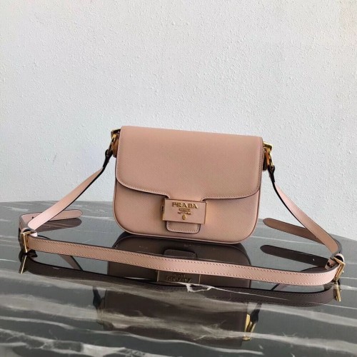 Кожена чанта Prada Embleme Saffiano 1BD217 розова