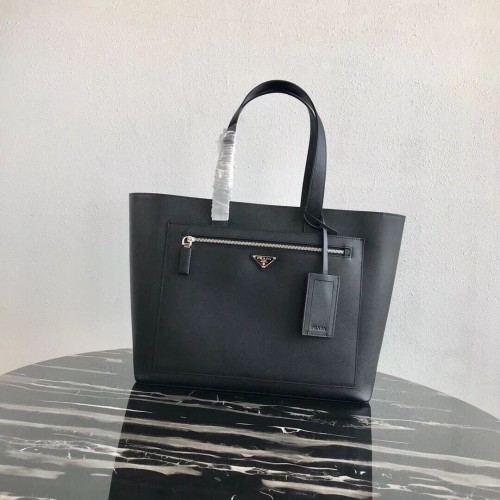 Кожена чанта Prada Embleme Saffiano 2VE015 черна
